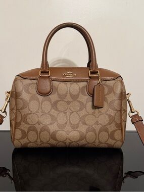 Coach Brown Signature Canvas Small Satchel/Boston